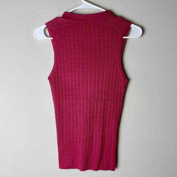 J Crew Pink Silk Collared Button Down Sleeveless Top - Picture 2 of 2